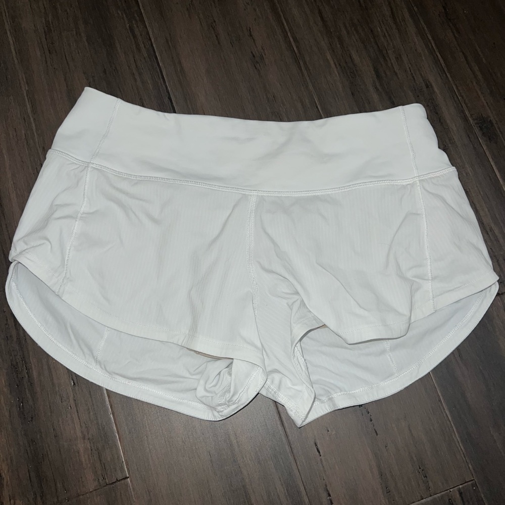 White lululemon speed up shorts